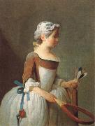 Jean Baptiste Simeon Chardin girl with shuttlecock Sweden oil painting reproduction